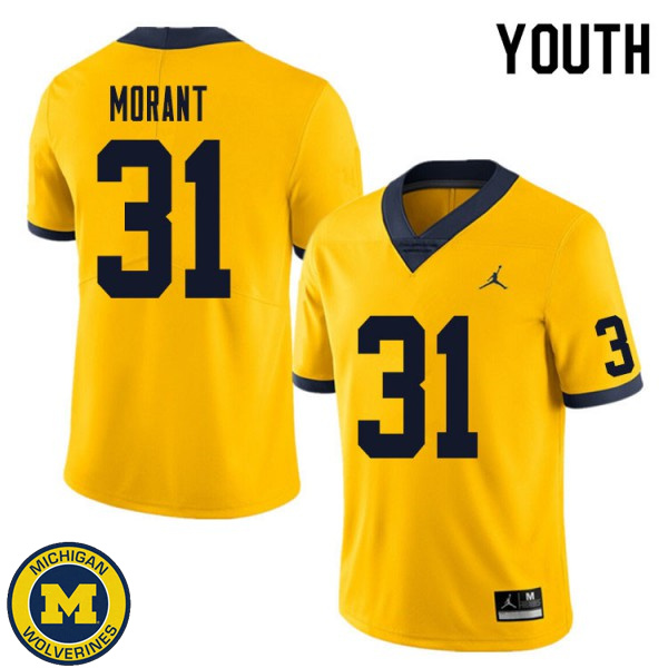 Youth Michigan Wolverines #31 Jordan Morant Yellow Alumni Jersey